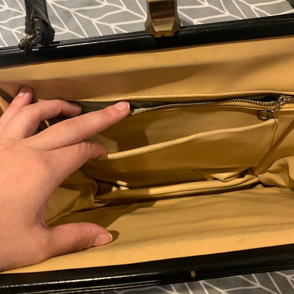 Vintage Bags Vintage Italian Black Leather Tophandle Box Bag Poshmark